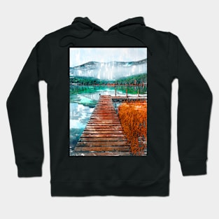 Wooden Jetty Serene Lake Hoodie